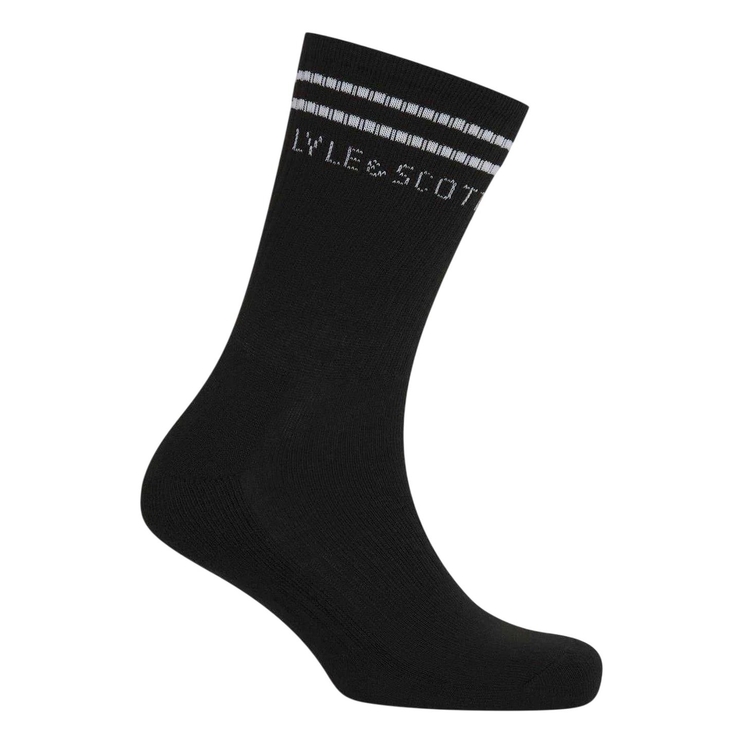Black - Lifestyle - Lyle & Scott Mens Lettering Crew Socks (Pack of 3)
