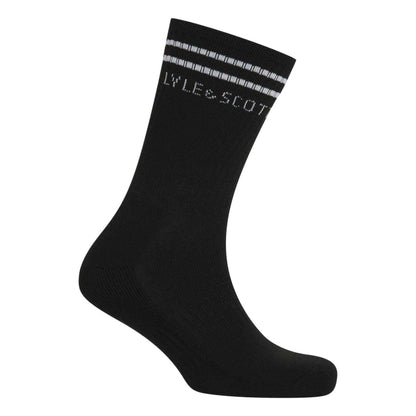 Black - Lifestyle - Lyle & Scott Mens Lettering Crew Socks (Pack of 3)