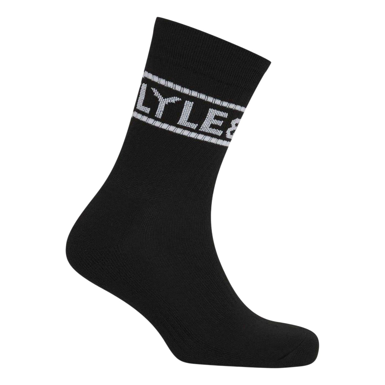 Black-White-Grey - Back - Lyle & Scott Mens Lettering Crew Socks (Pack of 3)