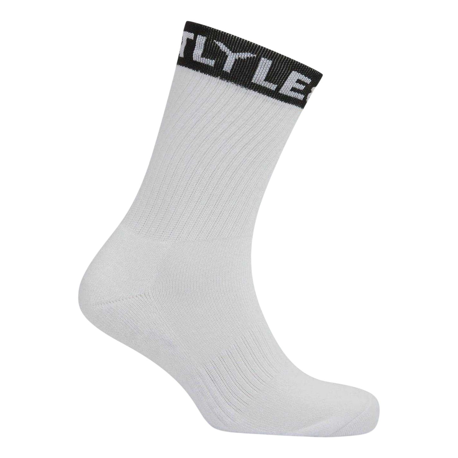 Black-White-Grey - Side - Lyle & Scott Mens Lettering Crew Socks (Pack of 3)