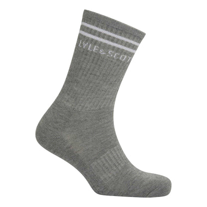 Black-White-Grey - Lifestyle - Lyle & Scott Mens Lettering Crew Socks (Pack of 3)