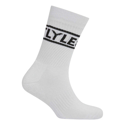 White - Back - Lyle & Scott Mens Lettering Crew Socks (Pack of 3)