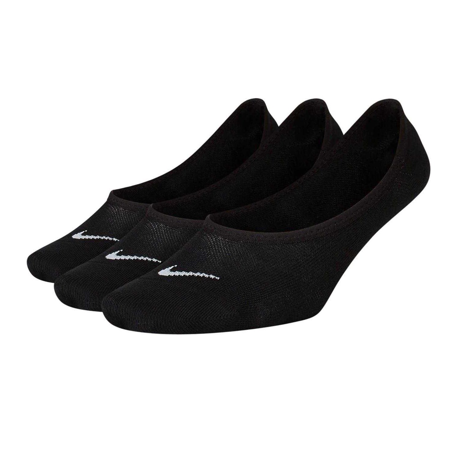 Black-White - Front - Nike Womens-Ladies Invisible Socks (Pack of 3)