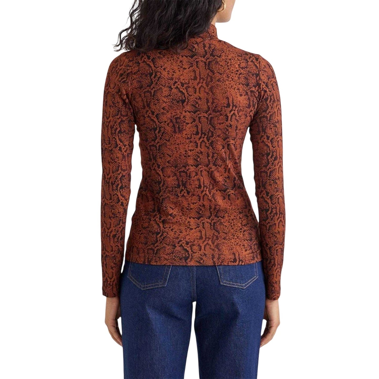 Brown - Back - Nobody´s Child Womens-Ladies Snake Print Fitted Top
