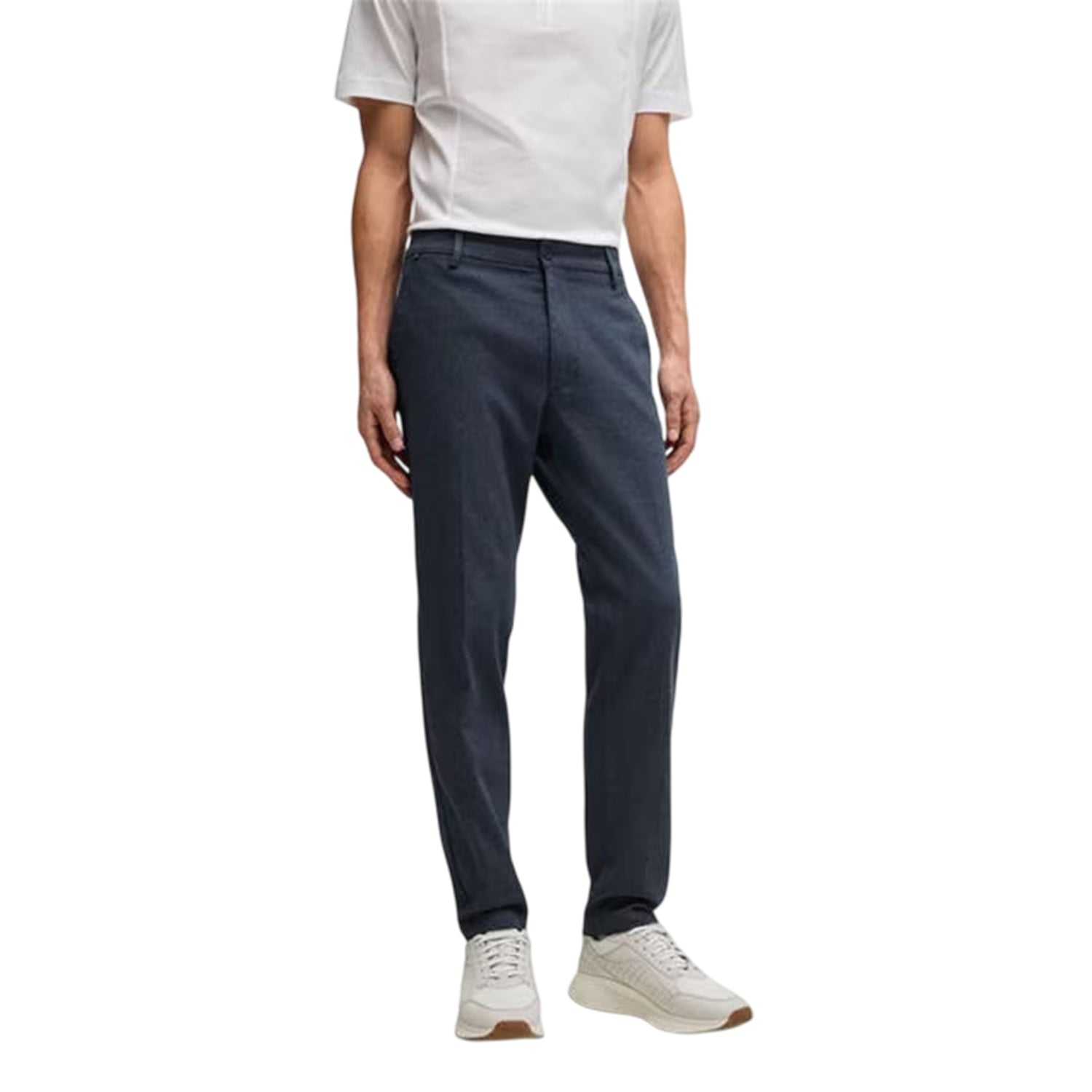 Dark Blue - Side - Boss Mens Kane Flat Fronted Chinos