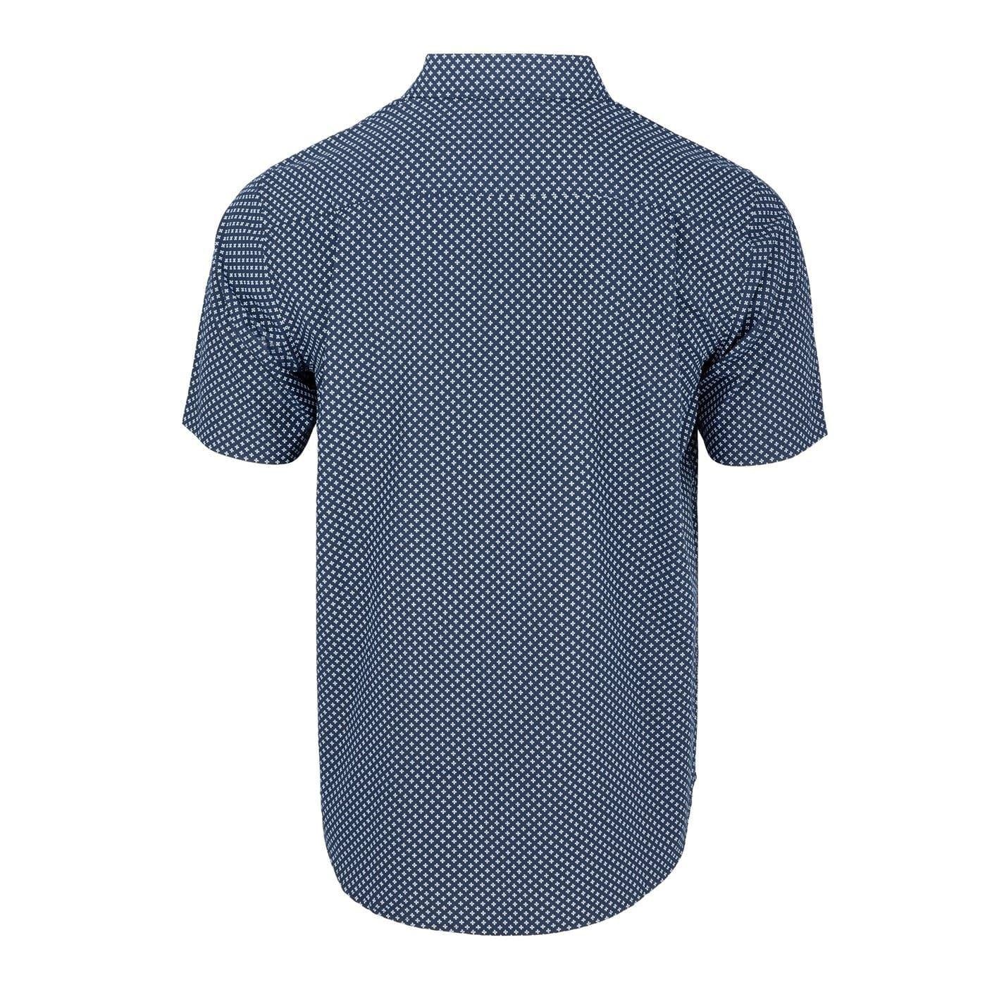 Navy-White - Back - Fabric Mens Poplin Short-Sleeved Shirt