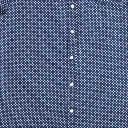 Navy-White - Side - Fabric Mens Poplin Short-Sleeved Shirt