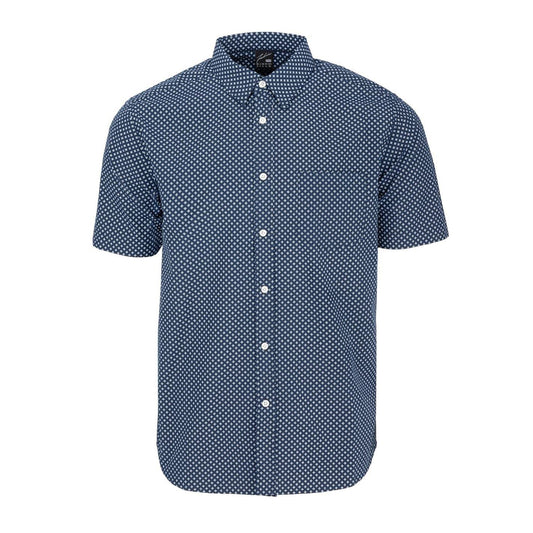 Navy-White - Front - Fabric Mens Poplin Short-Sleeved Shirt