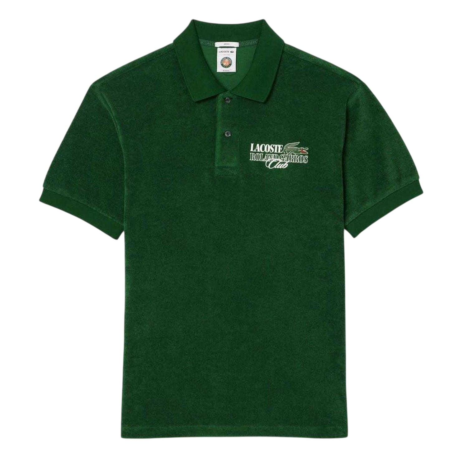 Green - Front - Lacoste Mens Roland-Garros Terrycloth Embroidered Polo Shirt