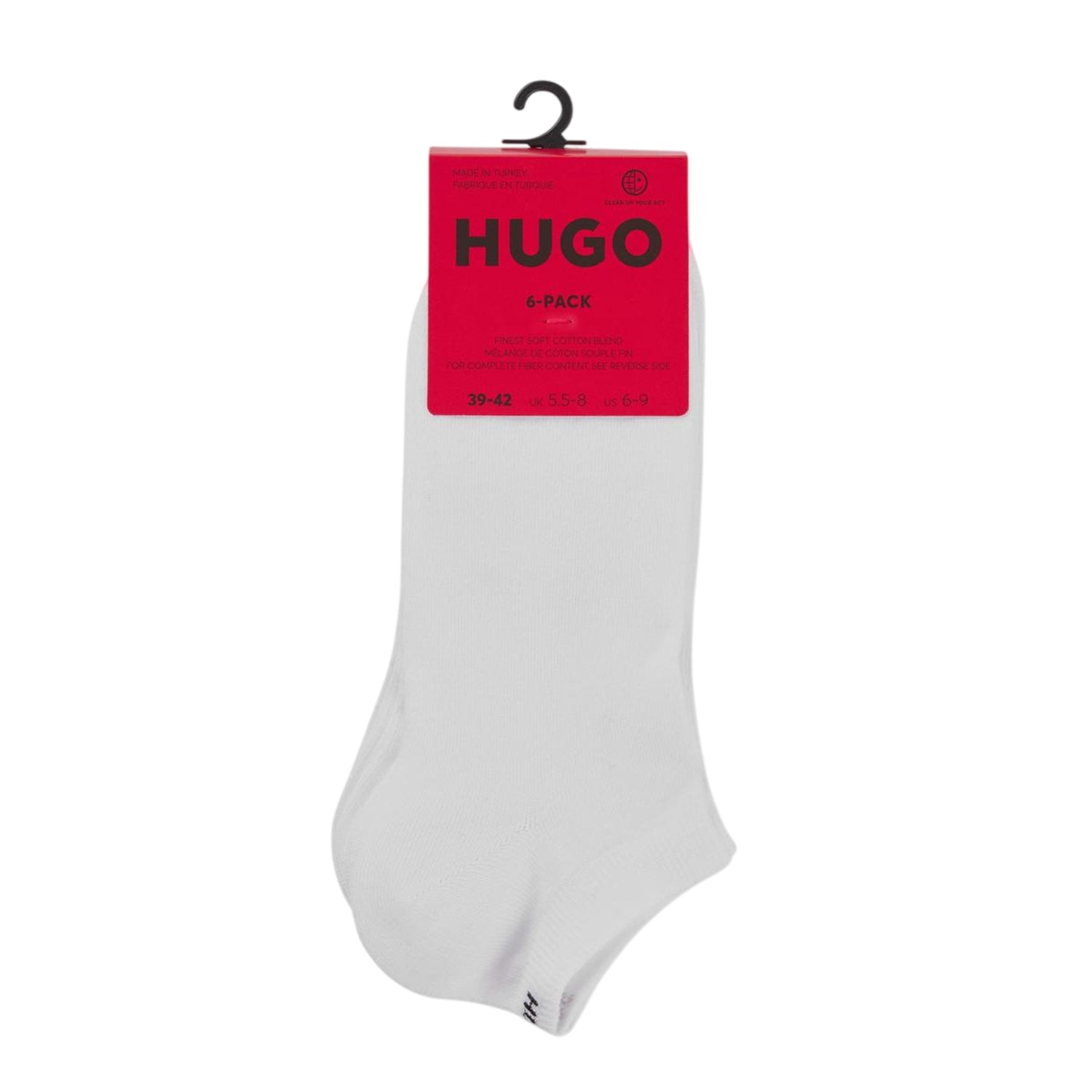 White - Lifestyle - Hugo Unisex Adult No-Show Socks (Pack of 6)