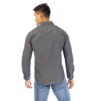 Black - Back - Peter Werth Mens Collared Regular Long-Sleeved Shirt