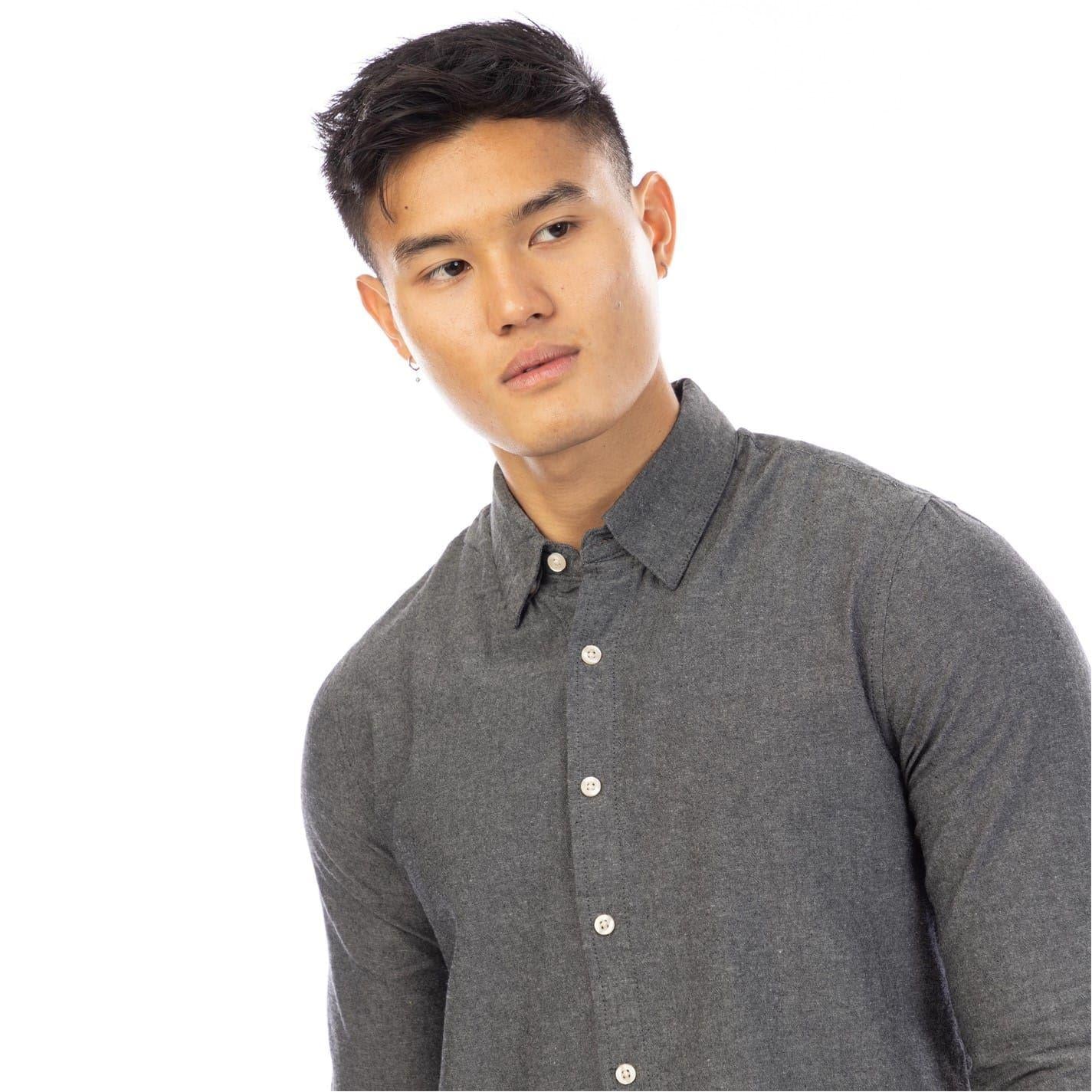 Black - Side - Peter Werth Mens Collared Regular Long-Sleeved Shirt
