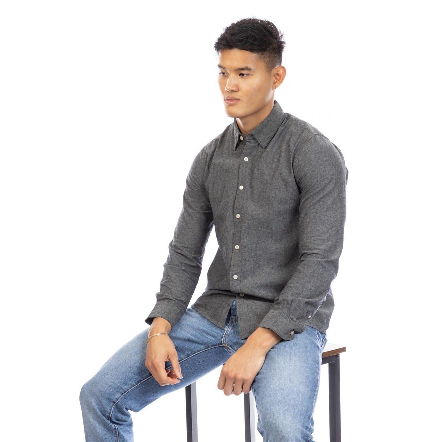 Black - Lifestyle - Peter Werth Mens Collared Regular Long-Sleeved Shirt