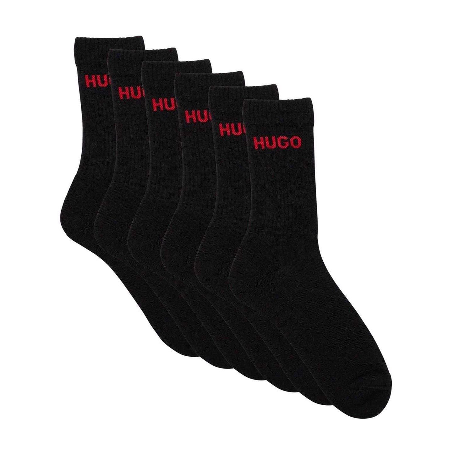 Black - Back - Hugo Boss Mens Crew Socks (Pack of 6)