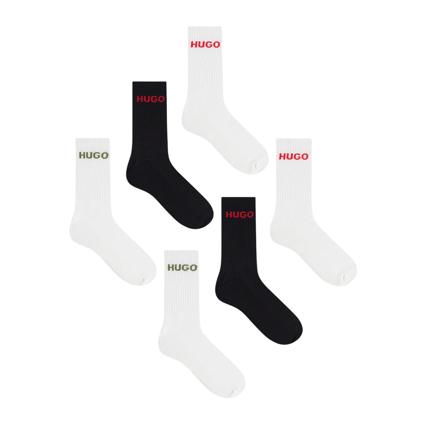 Black-White - Back - Hugo Boss Mens Crew Socks (Pack of 6)