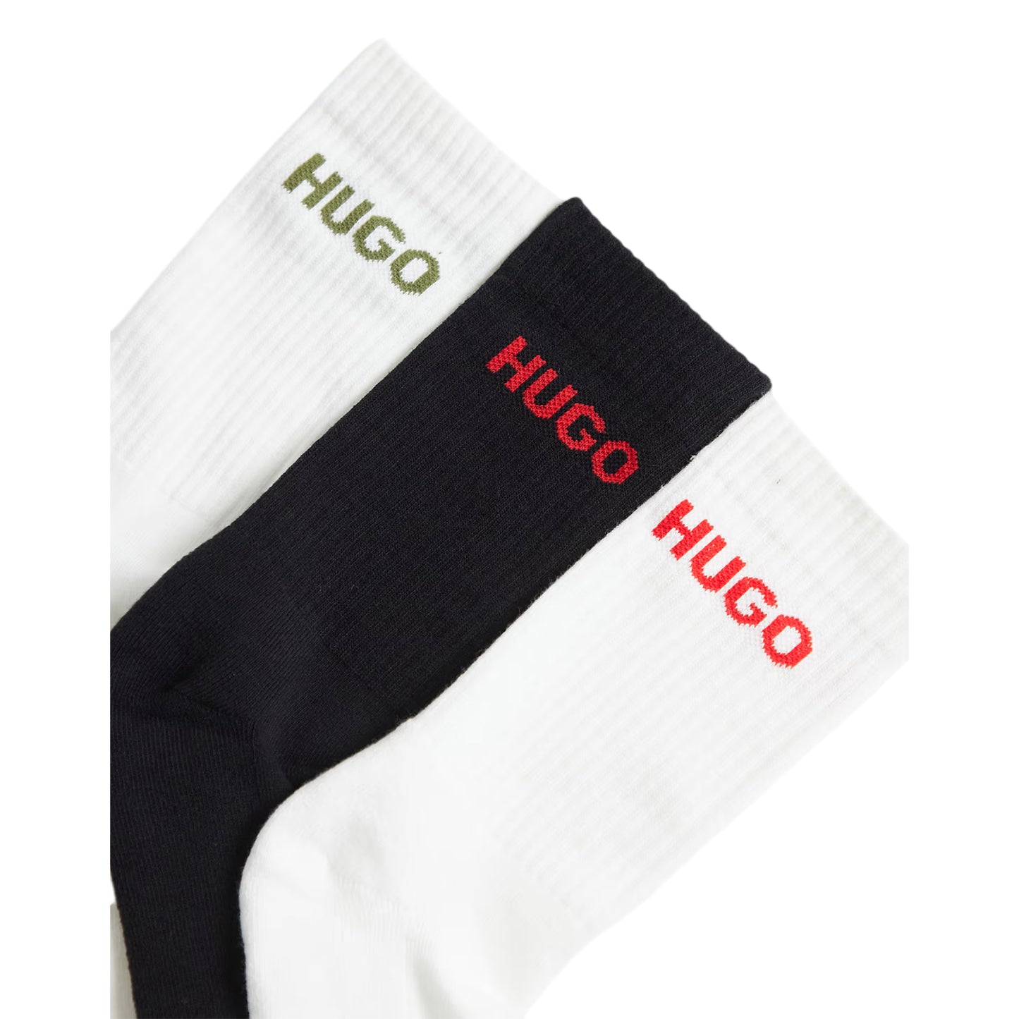 Black-White - Side - Hugo Boss Mens Crew Socks (Pack of 6)
