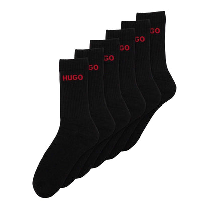 Black - Front - Hugo Boss Mens Crew Socks (Pack of 6)