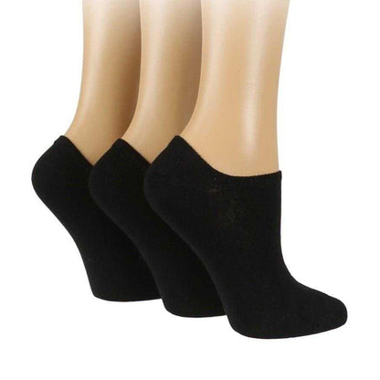 Black - Side - Pringles Womens-Ladies No-Show Socks (Pack of 3)