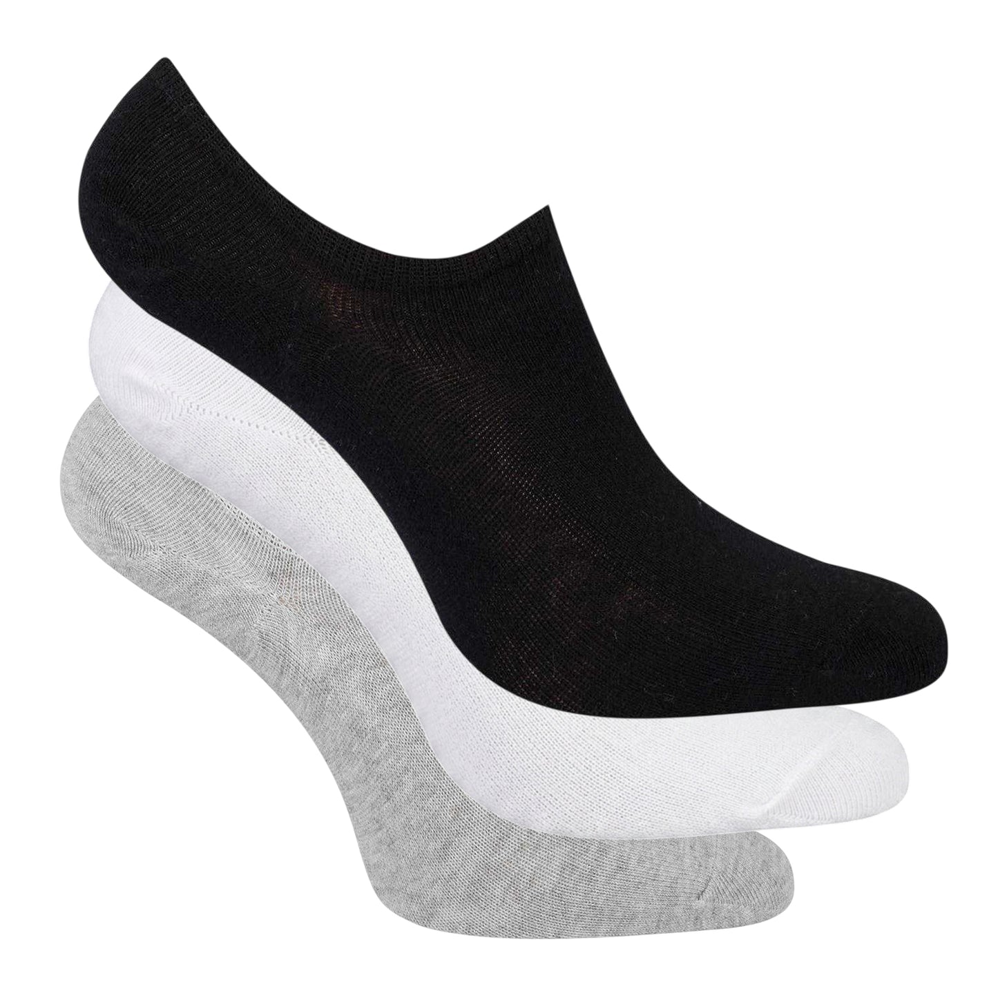 Black-White-Grey - Front - Pringles Womens-Ladies No-Show Socks (Pack of 3)