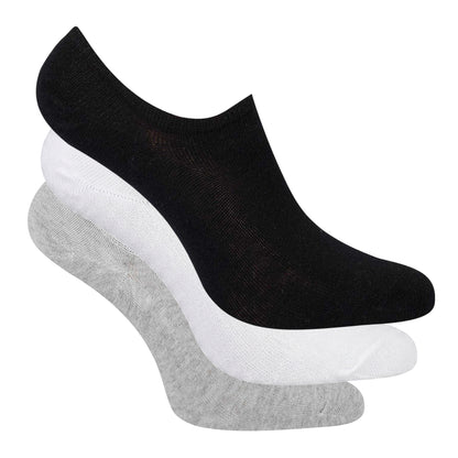 Black-White-Grey - Front - Pringles Womens-Ladies No-Show Socks (Pack of 3)