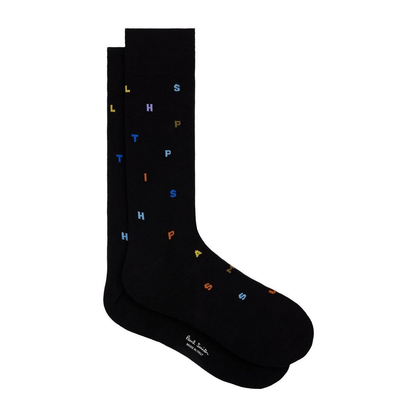 Black - Back - Paul Smith Mens Lettering Crew Socks