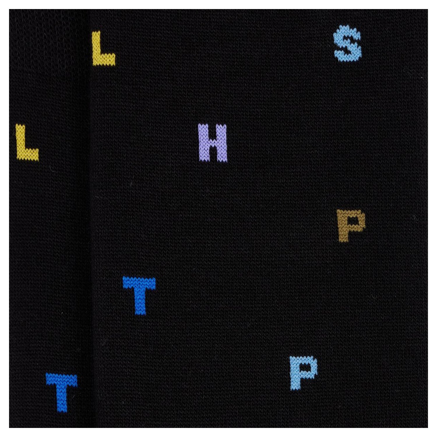 Black - Side - Paul Smith Mens Lettering Crew Socks