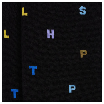 Black - Side - Paul Smith Mens Lettering Crew Socks
