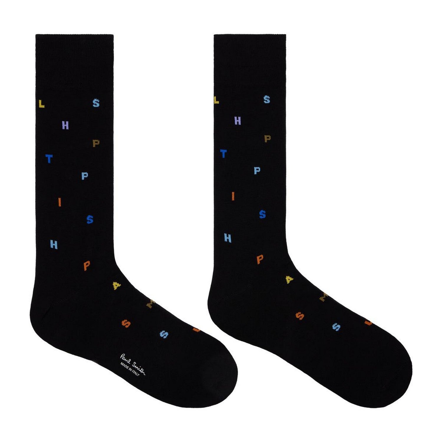 Black - Front - Paul Smith Mens Lettering Crew Socks