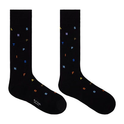 Black - Front - Paul Smith Mens Lettering Crew Socks