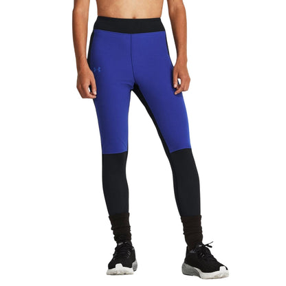 Black-Blue - Side - Under Armour Womens-Ladies Qualifier Moisture Wicking Running Tights