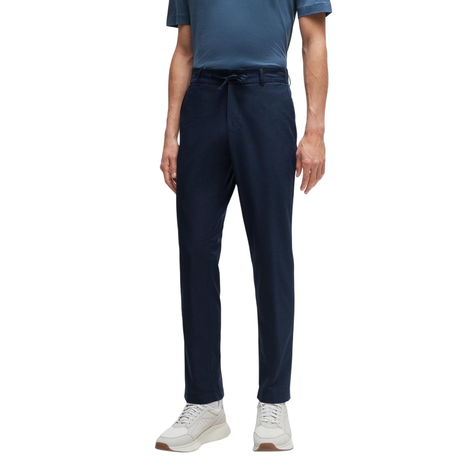 Dark Blue - Side - Boss Mens Genius Straight Leg Casual Chinos