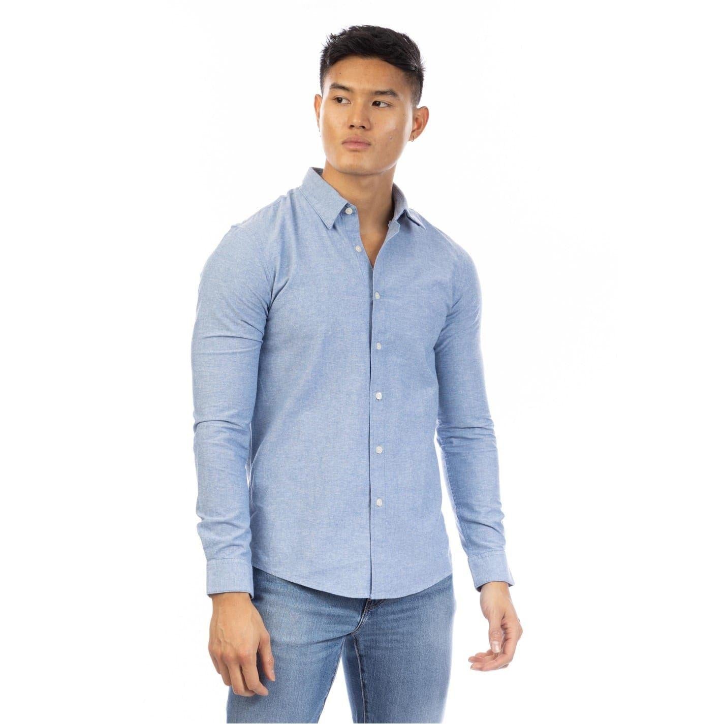 Indigo - Front - Peter Werth Mens Edward Slim Shirt