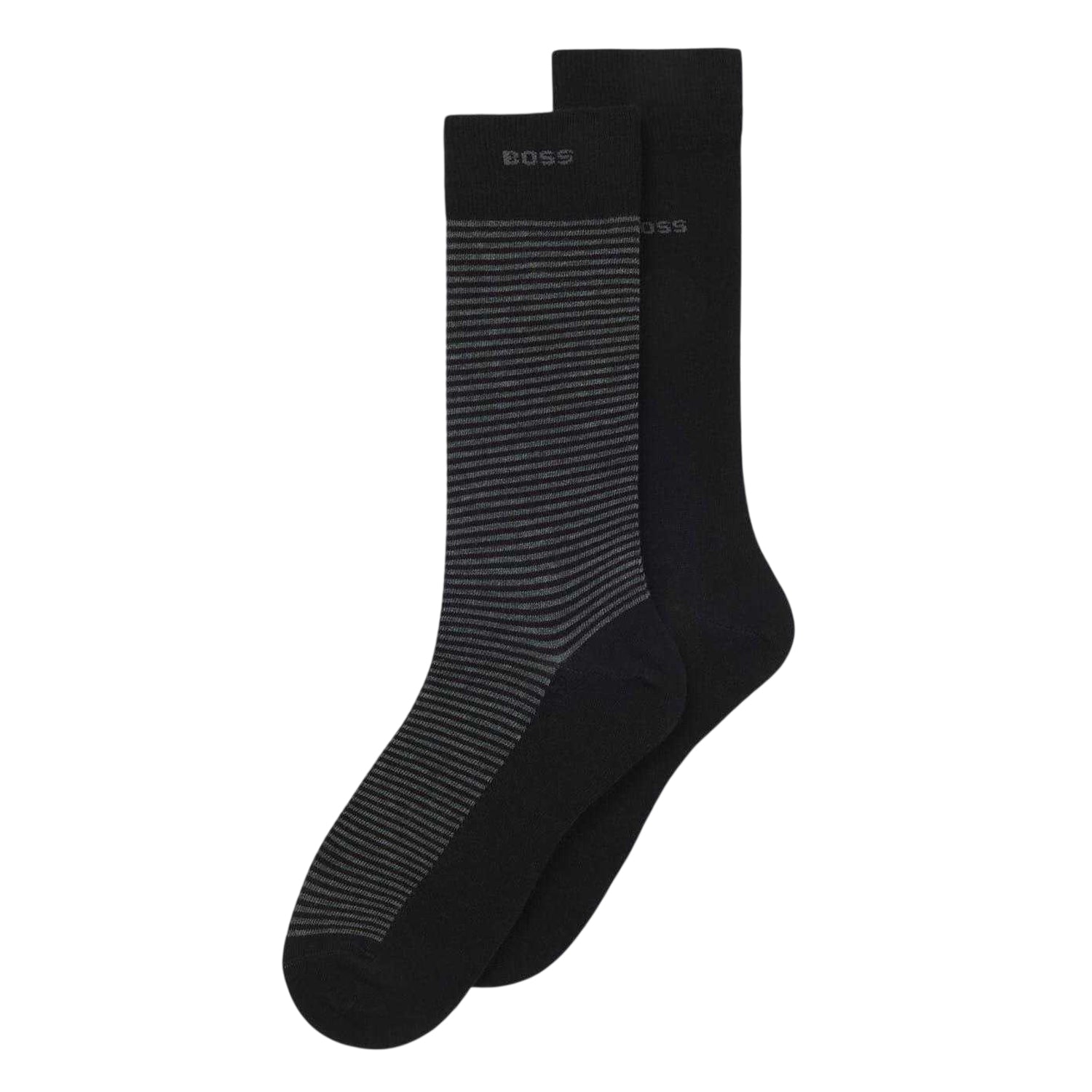 Black - Back - Boss Mens Striped Socks (Pack of 2)