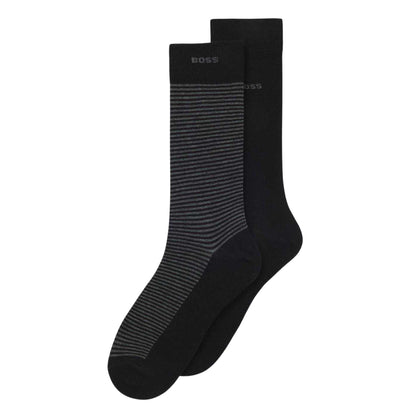 Black - Back - Boss Mens Striped Socks (Pack of 2)