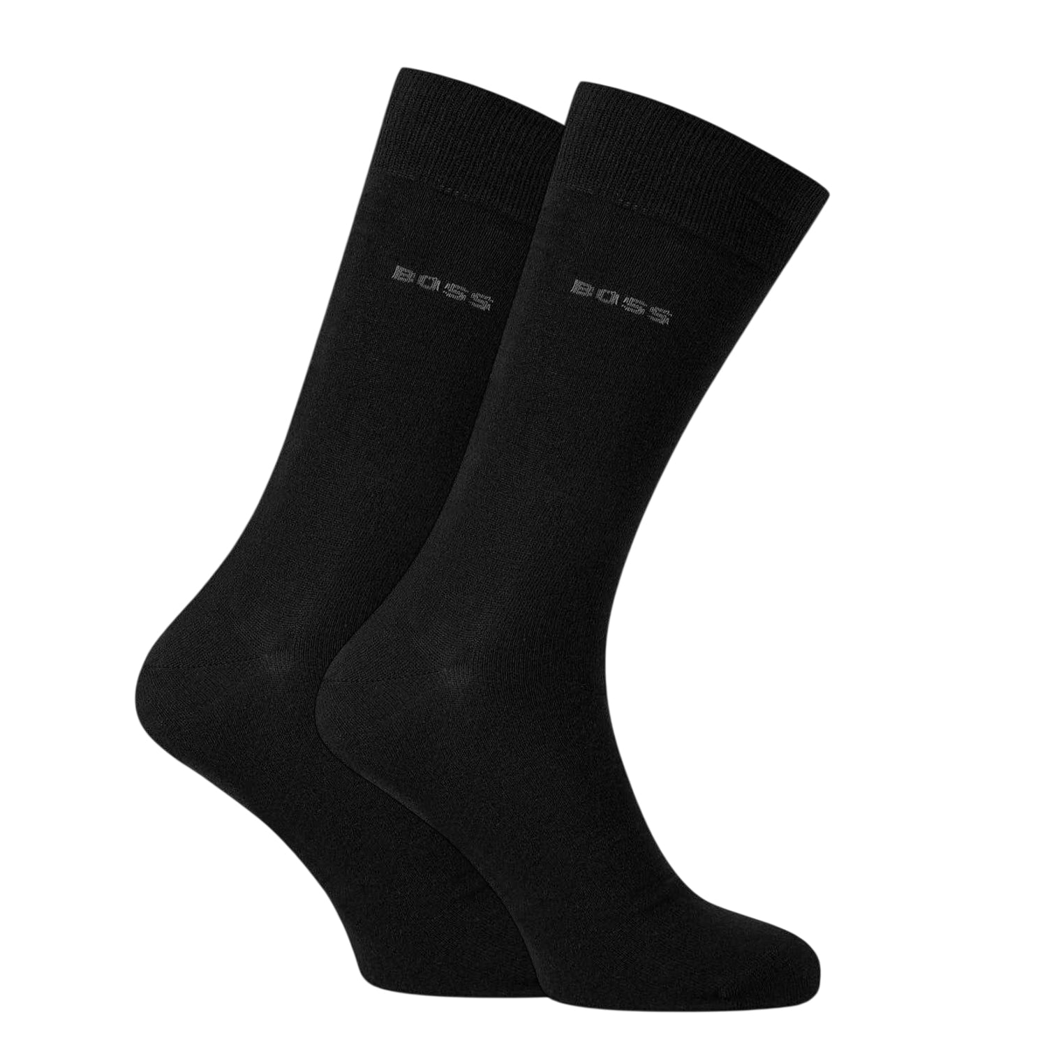 Black - Back - Boss Mens Plain Socks (Pack of 2)