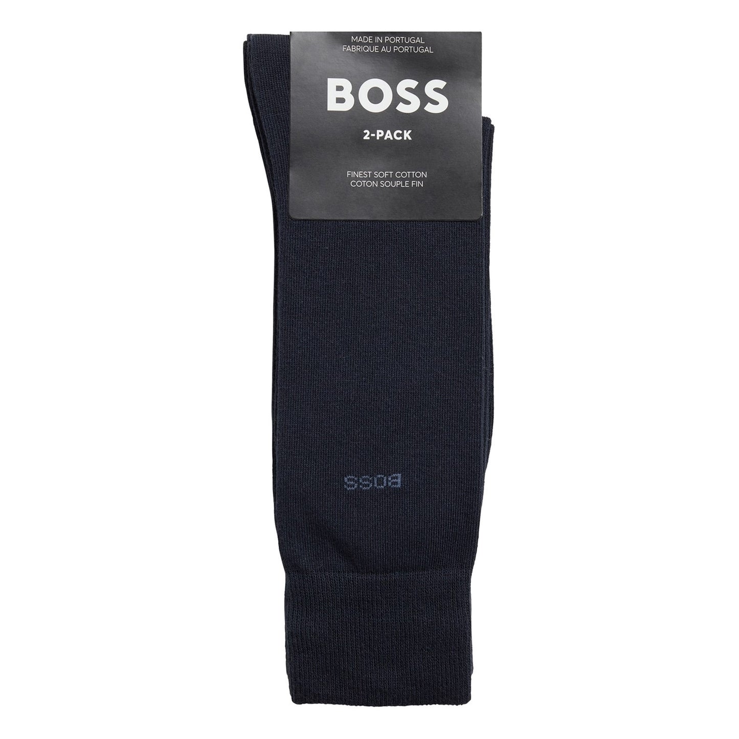 Navy - Side - Boss Mens Plain Socks (Pack of 2)