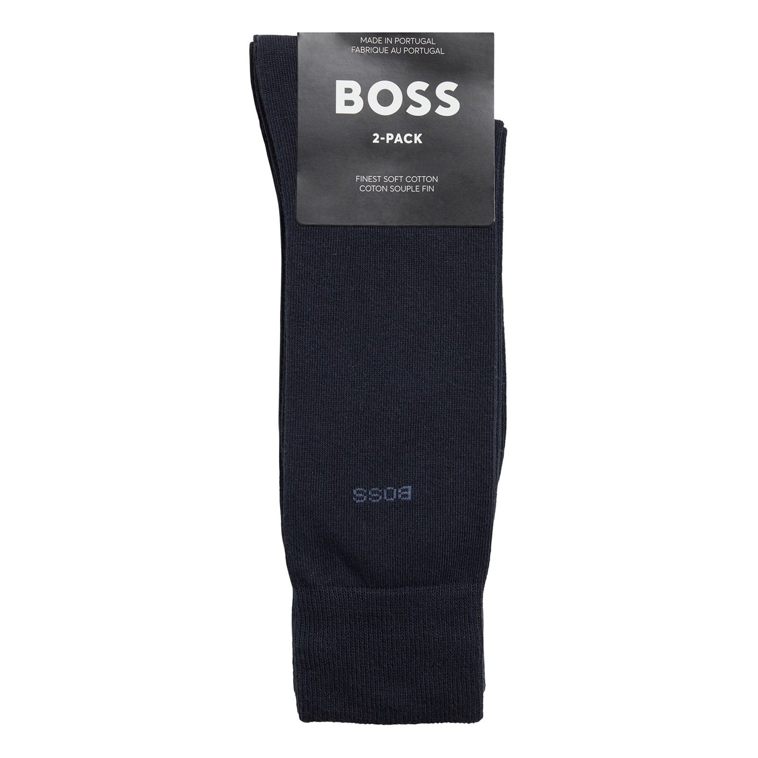 Navy - Side - Boss Mens Plain Socks (Pack of 2)