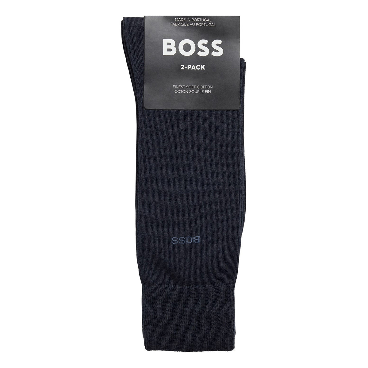 Navy - Side - Boss Mens Plain Socks (Pack of 2)