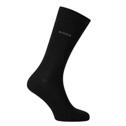 Black - Side - Boss Mens Plain Socks (Pack of 2)
