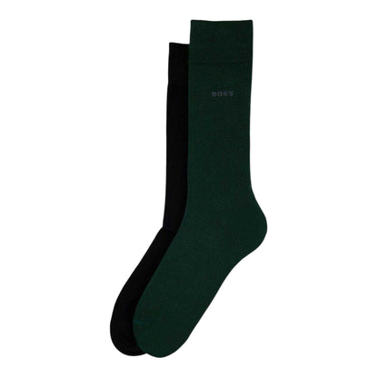 Green - Back - Boss Mens Plain Socks (Pack of 2)
