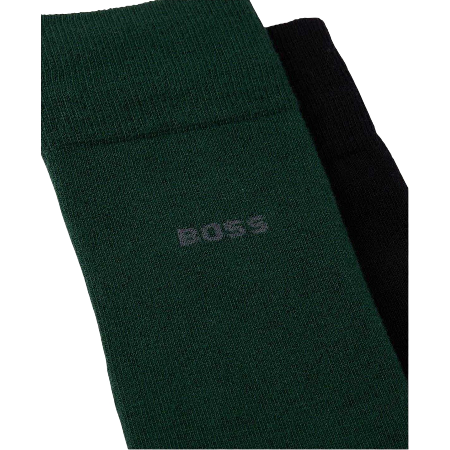 Green - Side - Boss Mens Plain Socks (Pack of 2)