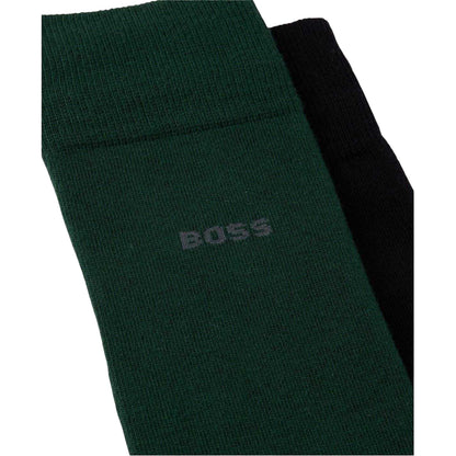 Green - Side - Boss Mens Plain Socks (Pack of 2)