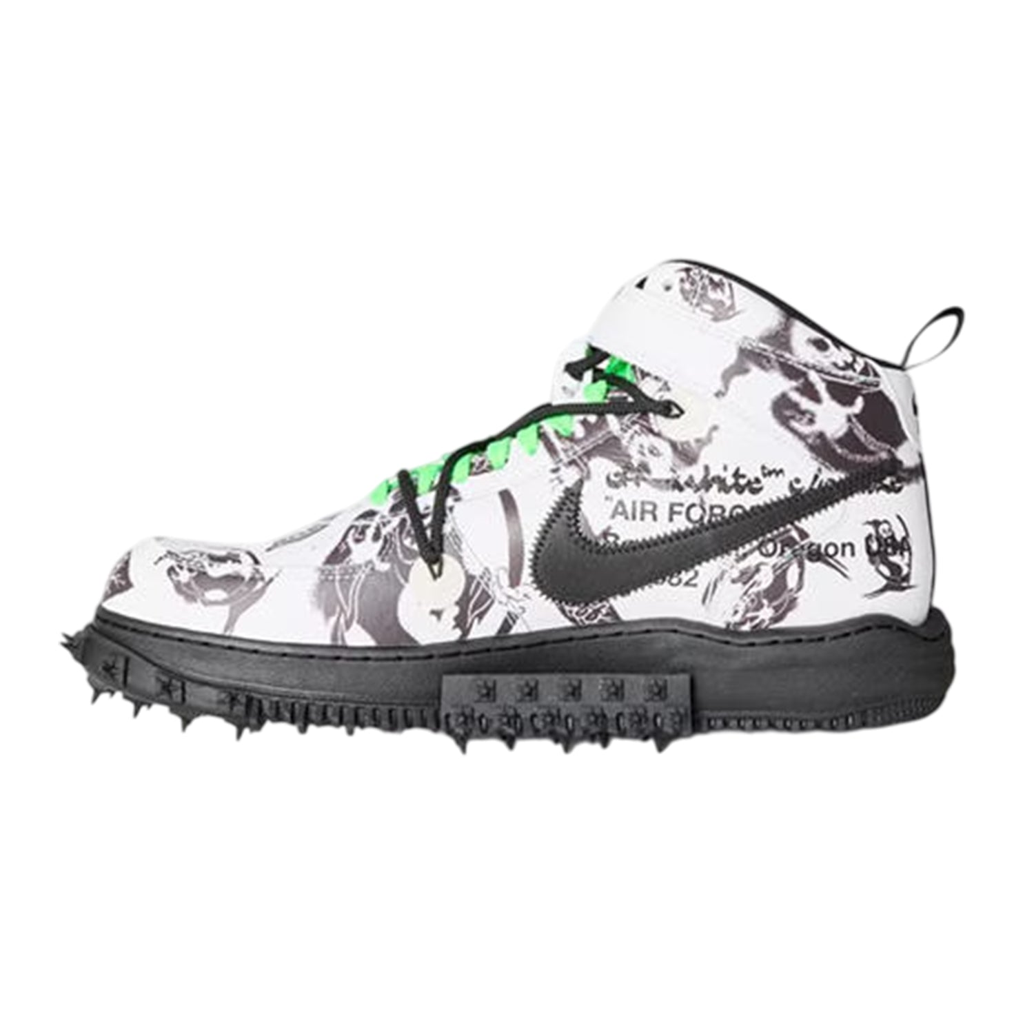 White-Black - Back - Nike Womens-Ladies Air Force 1 Graphic Print Leather Shoes