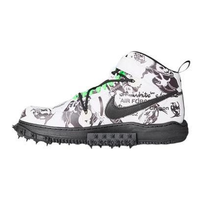 White-Black - Back - Nike Womens-Ladies Air Force 1 Graphic Print Leather Shoes