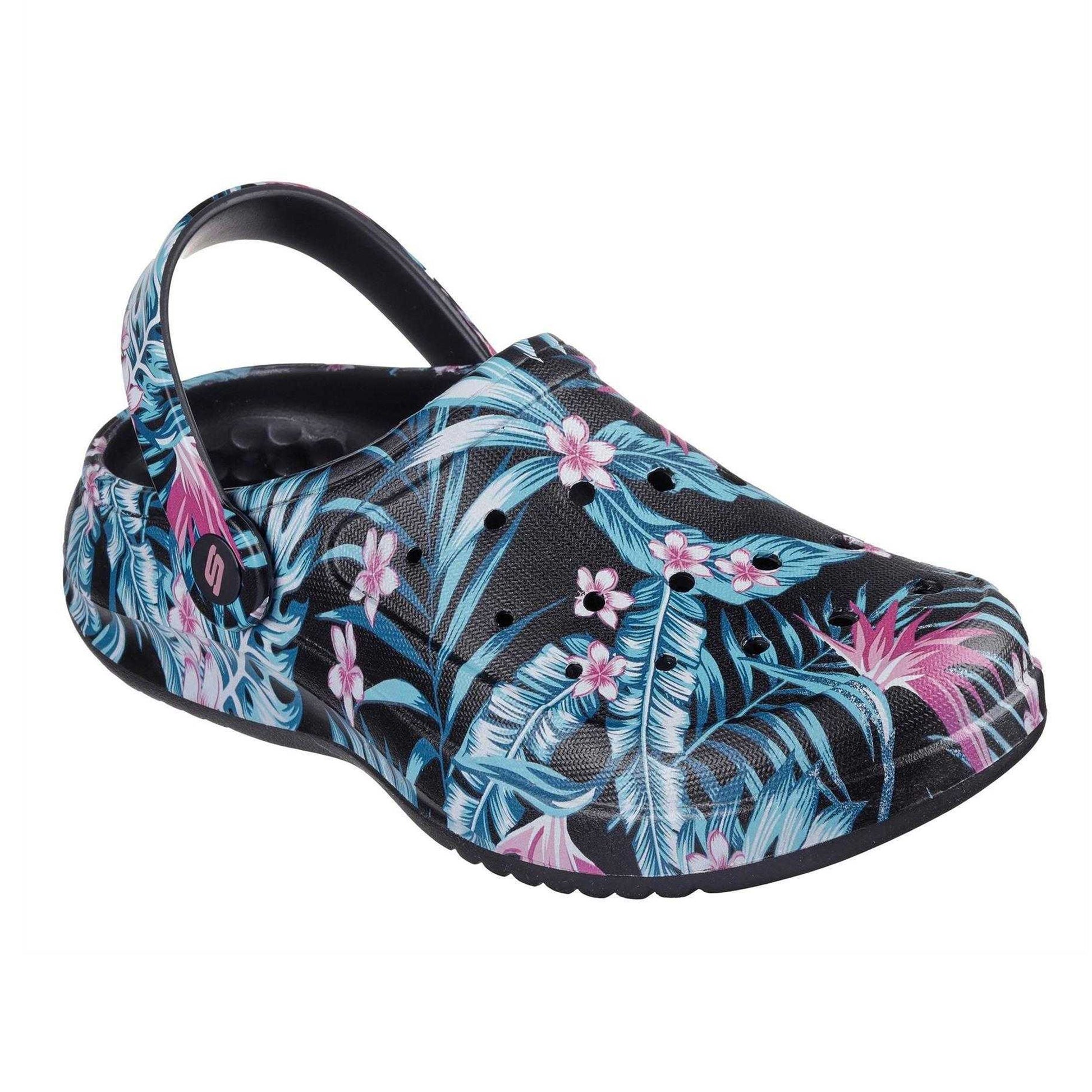 Black-Multicoloured - Front - Skechers Womens-Ladies Archfitwave Floral EVA Open Toe Sandals