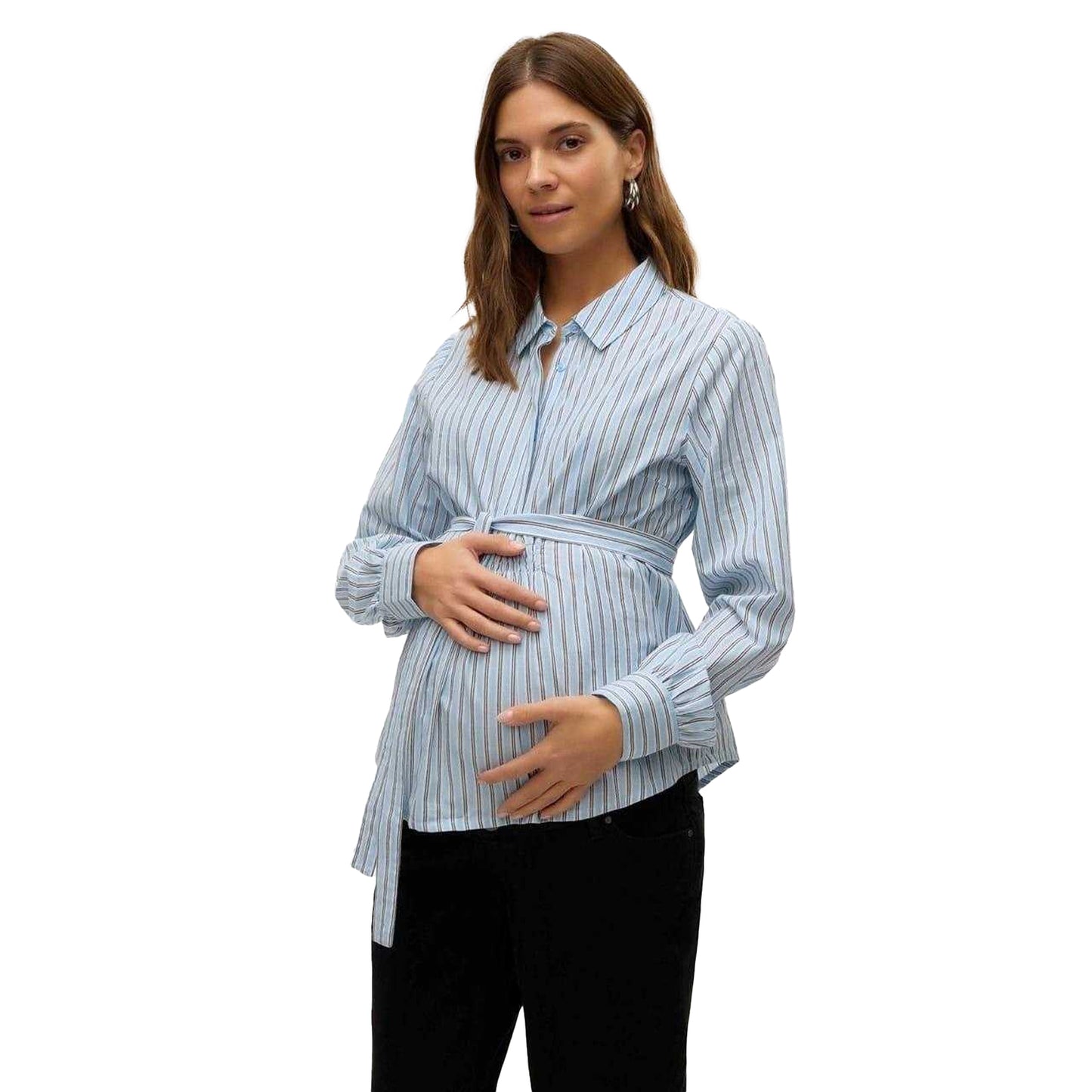 Snow White - Lifestyle - Mamalicious Womens-Ladies Vertical Stripe Maternity Shirt