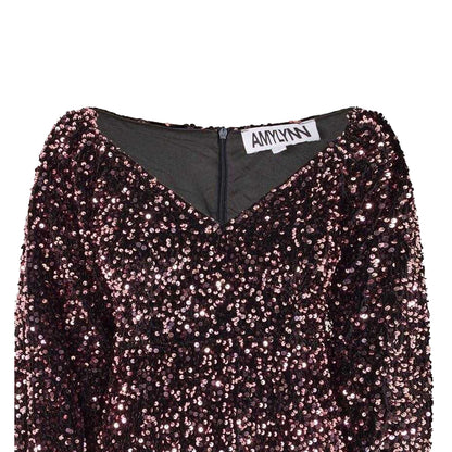 Multicoloured - Side - AmyLynn Womens-Ladies Sequins V Neck Party Mini Dress