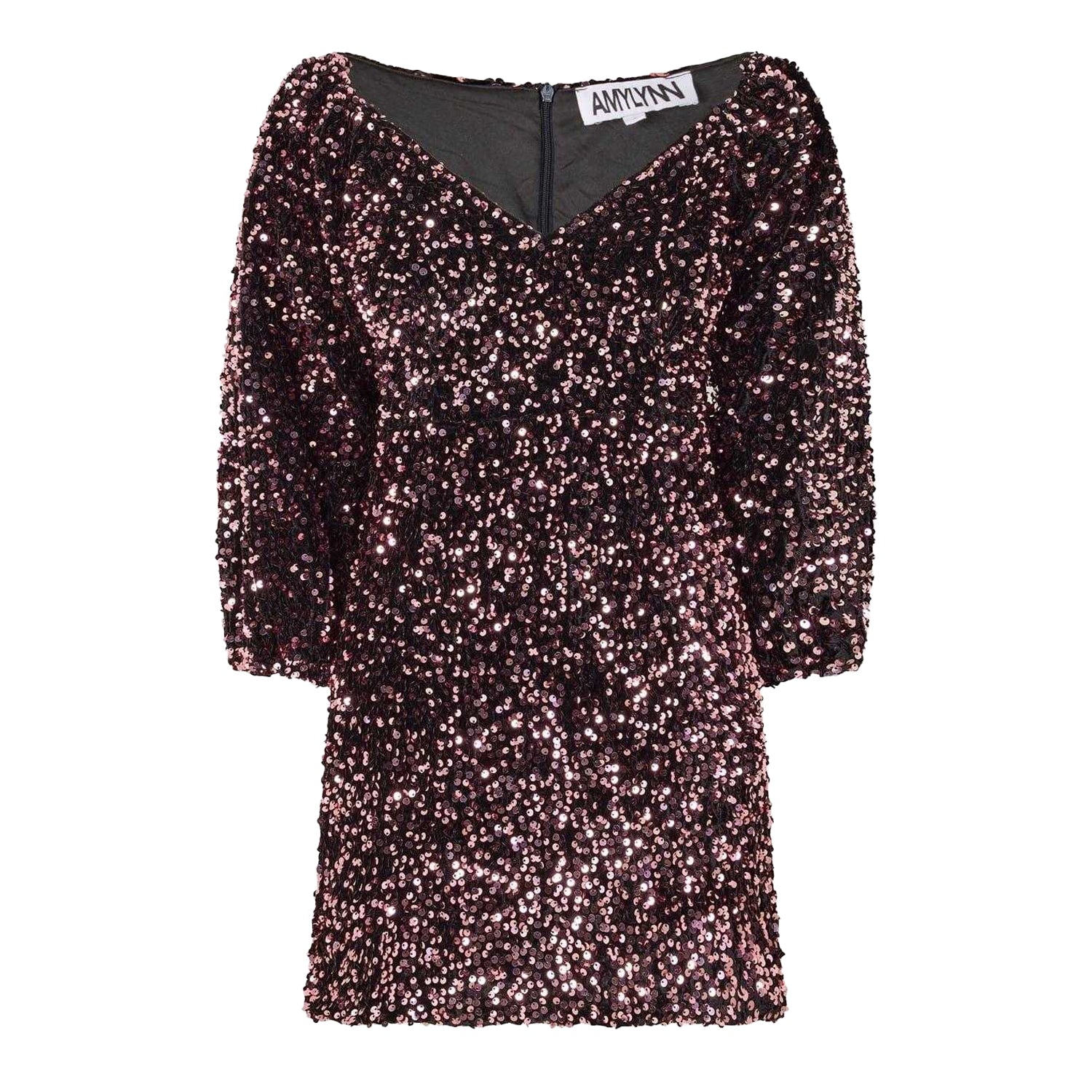 Multicoloured - Front - AmyLynn Womens-Ladies Sequins V Neck Party Mini Dress