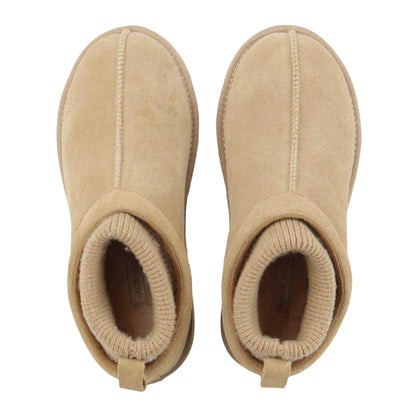 Sand - Side - Jack Wills Womens-Ladies Suede Snug Fit Slipper Socks