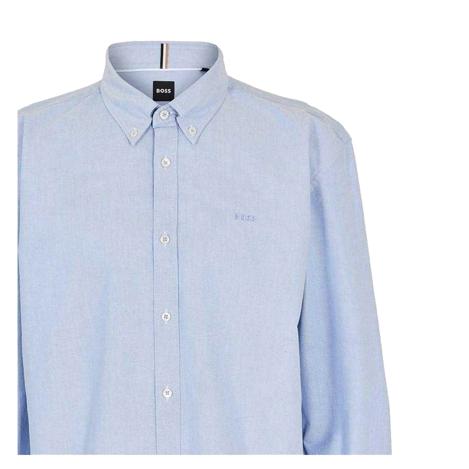 Light Blue - Side - Boss Mens Plain Long-Sleeved Shirt